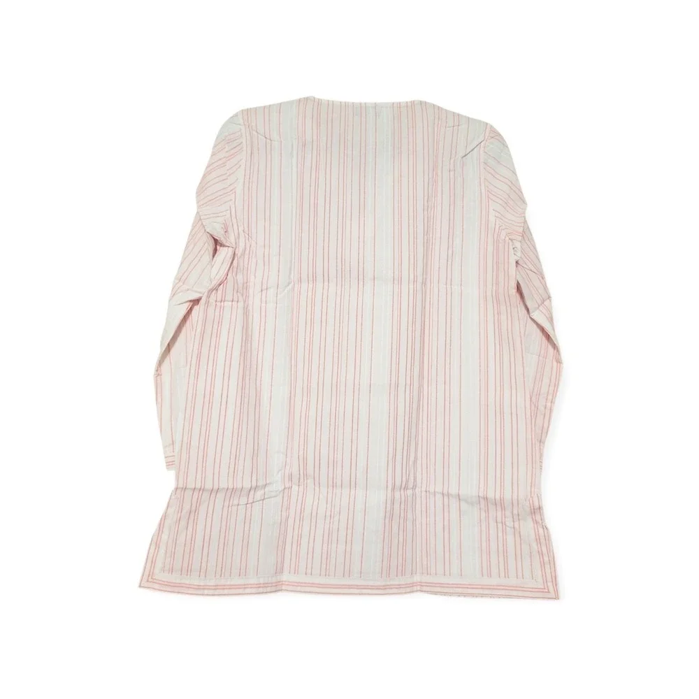 UNTUCKit Durfort Tunic Top Womens 4 White Coral Striped‎ Cotton Split Neck NWT